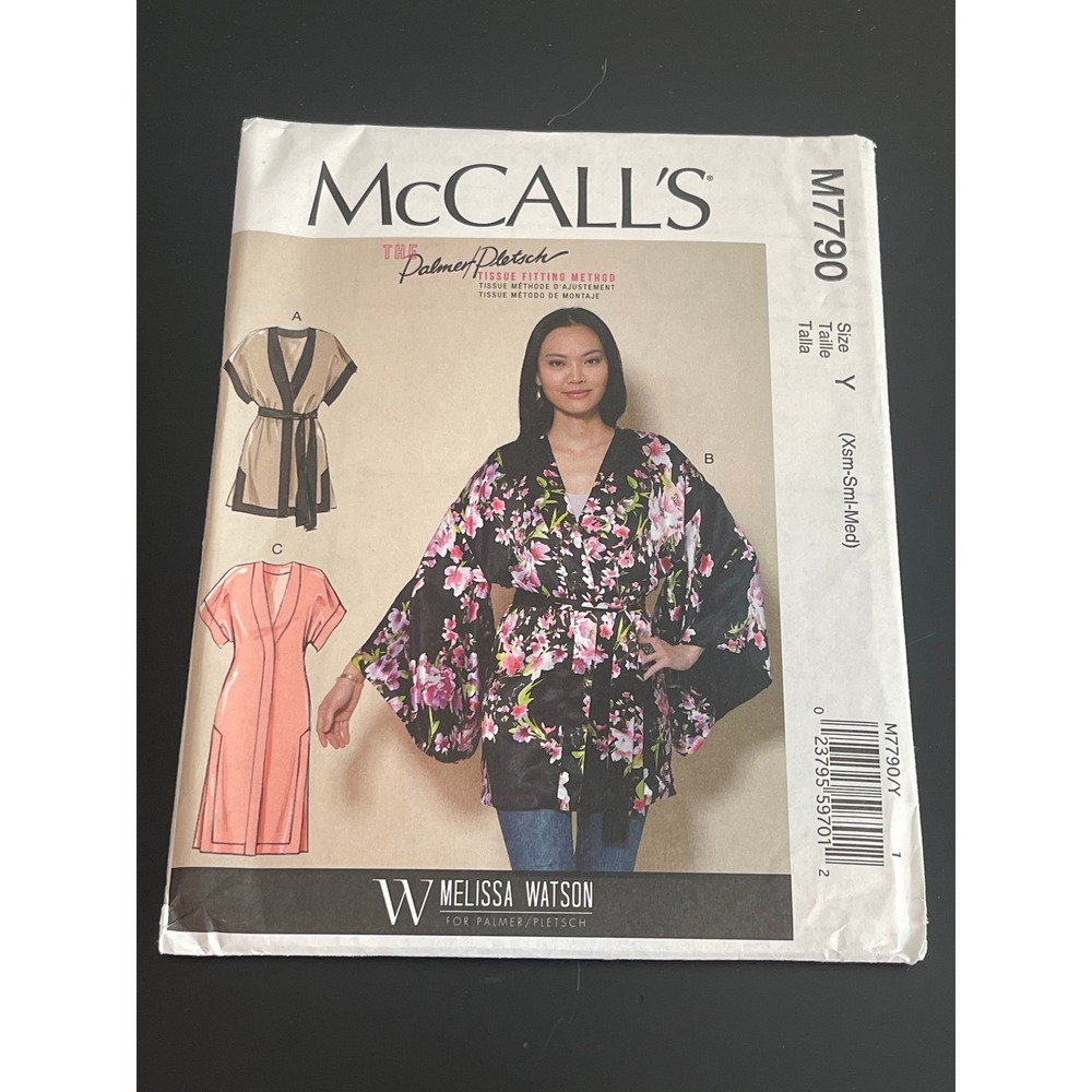 00551 - McCalls M7790 Womens Misses Jacket Belt Kimono Robe Dress Pattern Size Y